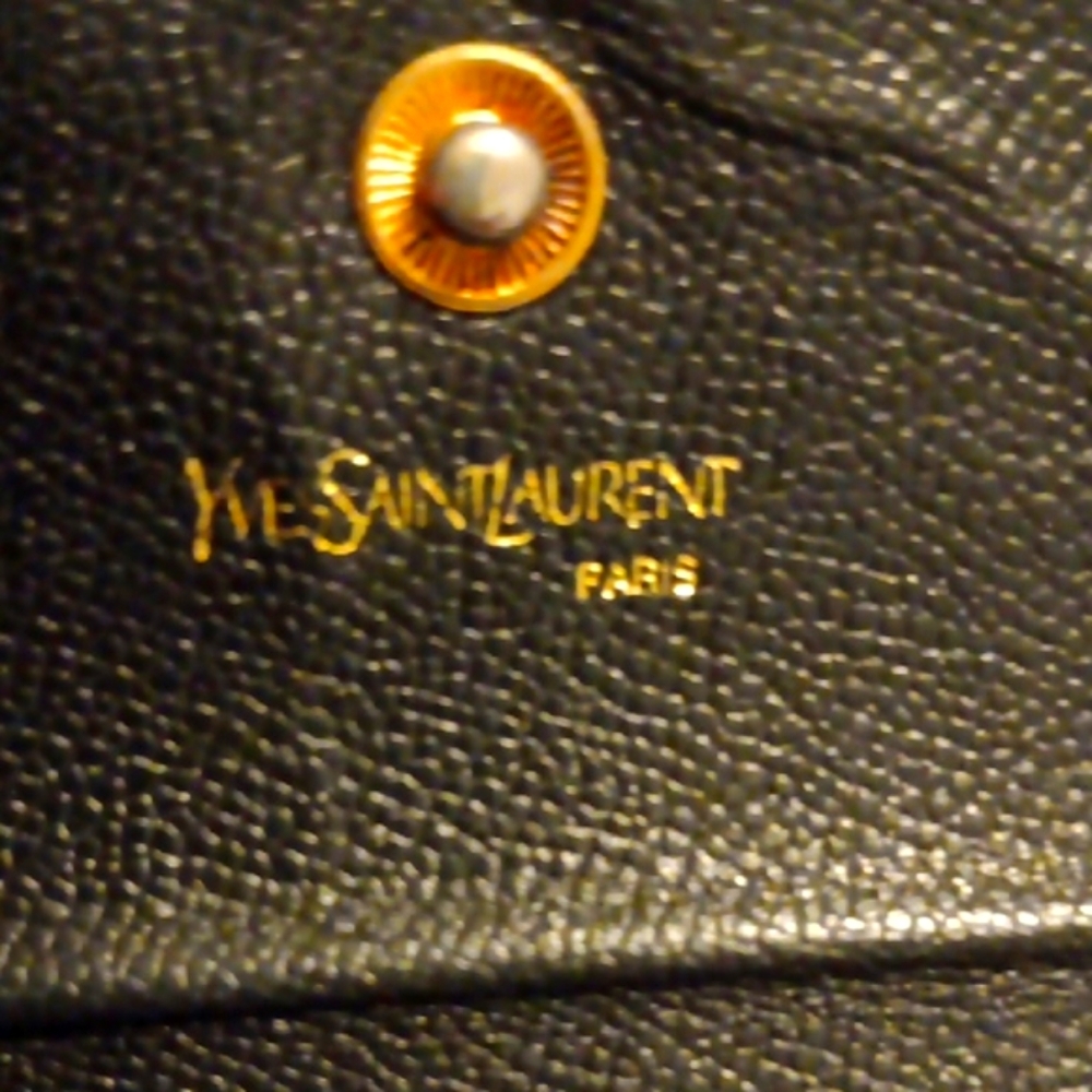 YSL Vintage Kisslock Black Textured Leather Wallet (EUC) - Picture 7 of 16